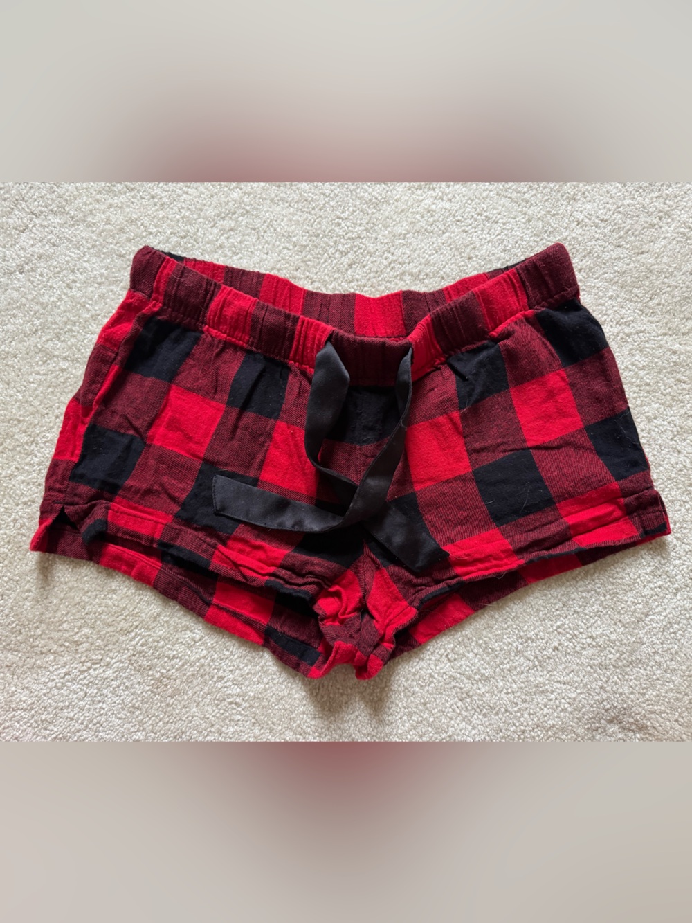 Old Navy Red and Black Buffalo Plaid Kids Shorts with Waist Tie
